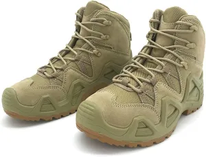 High Rise Hiking Boots, Mens Tactical Hiking Boots, Outdoor Army Combat Patrol Lace- up Footwear,Non- Slip Breathable and Durable Safety Ankle Shose, for Trekking,Hunting,Working,Walking,Camping,Fish