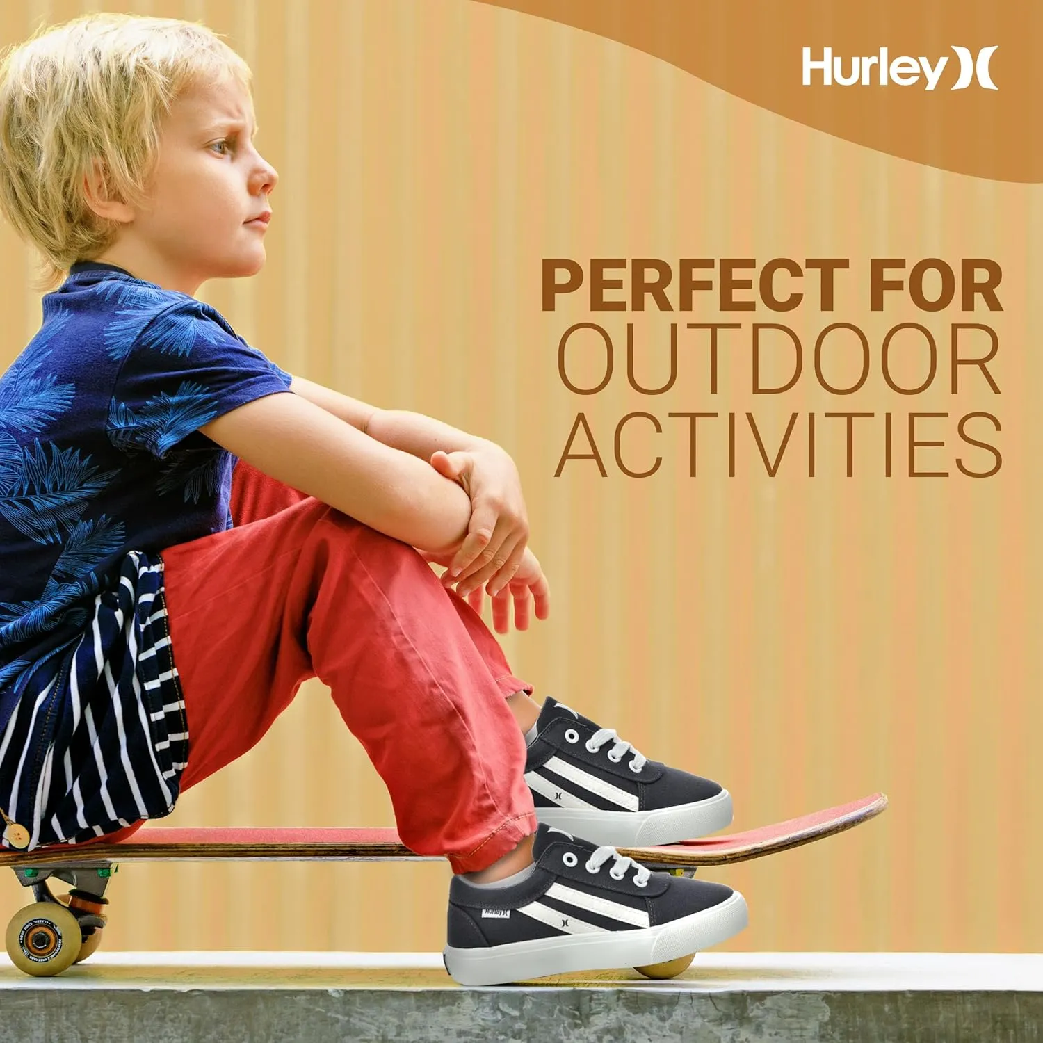 Hurley Boardy Kids Lace Up Canvas Sneakers ?C Low Cut Skateboarding Shoes for Kids, Sports Shoes for Boys and Girls