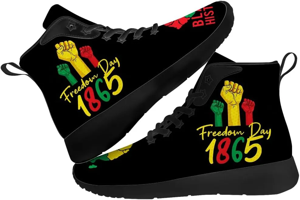 Juneteenth Shoes for Men Women African High Top Sneakers Casual Shoes Gifts for Dad Mom