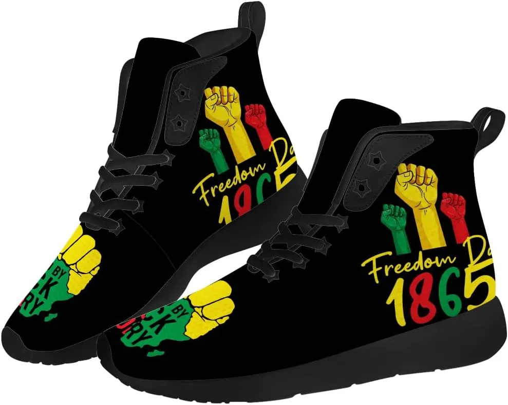 Juneteenth Shoes for Men Women African High Top Sneakers Casual Shoes Gifts for Dad Mom