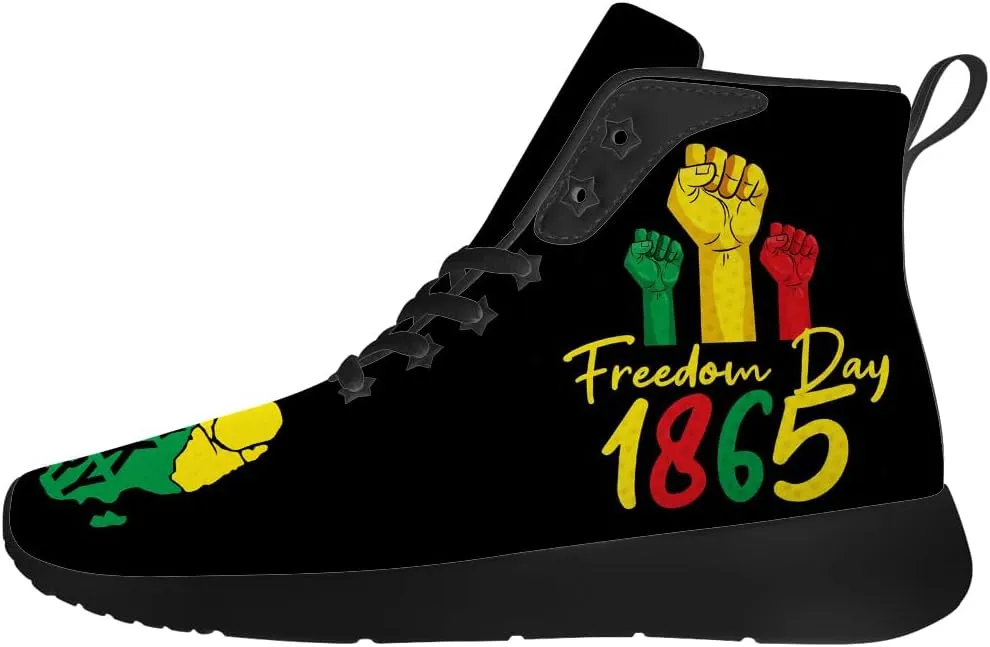 Juneteenth Shoes for Men Women African High Top Sneakers Casual Shoes Gifts for Dad Mom