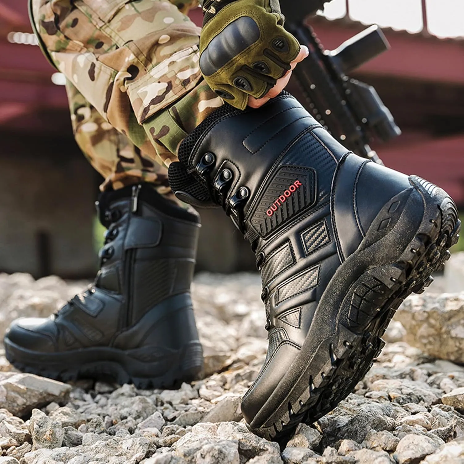 Kervaky Men's tactical boots, men's military boots, combat boots, breathable field boots, hiking boots