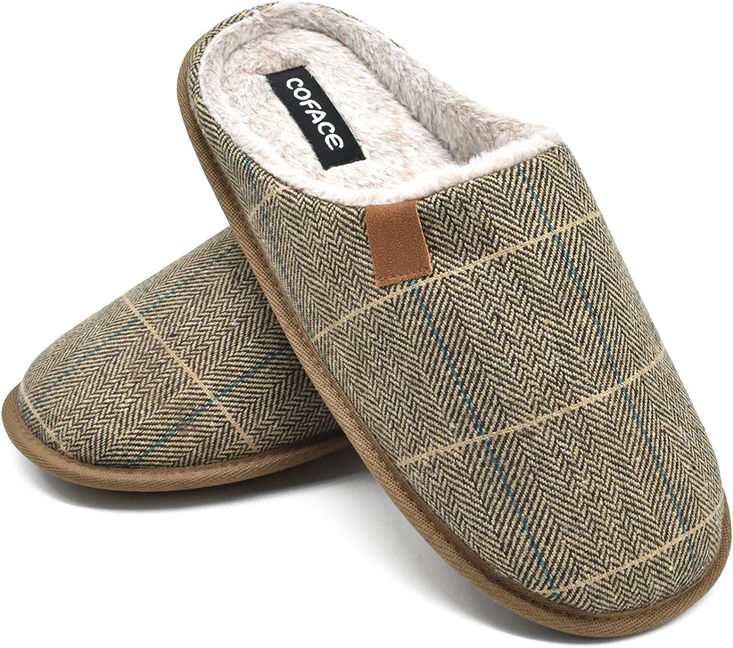 Khaki Memory Foam Scuff Comfortable Slippers
