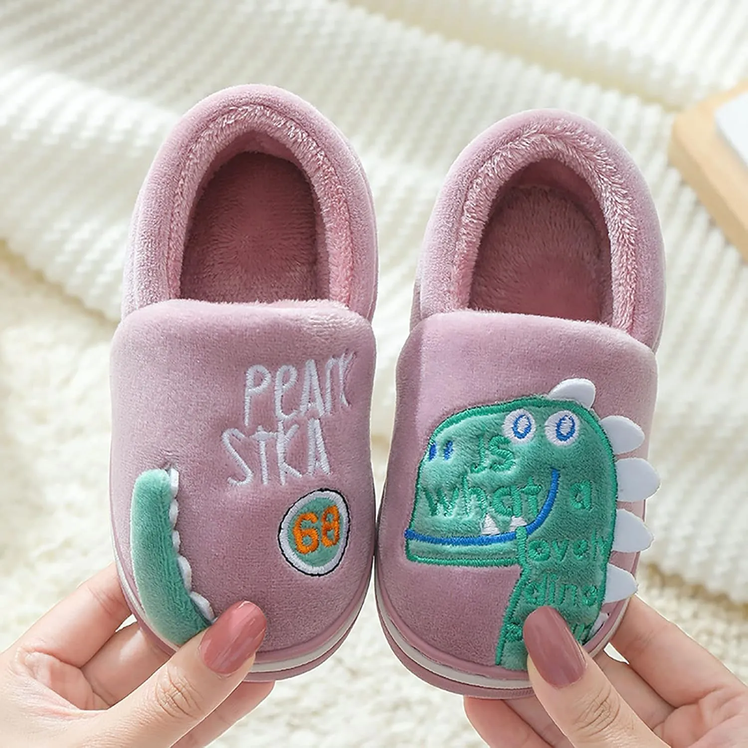Kids Dance Warm up Booties Dinosaur Indoor Shoes Girls Boys Slippers Warm Dinosaur House Cute And Tan Slippers for Girls
