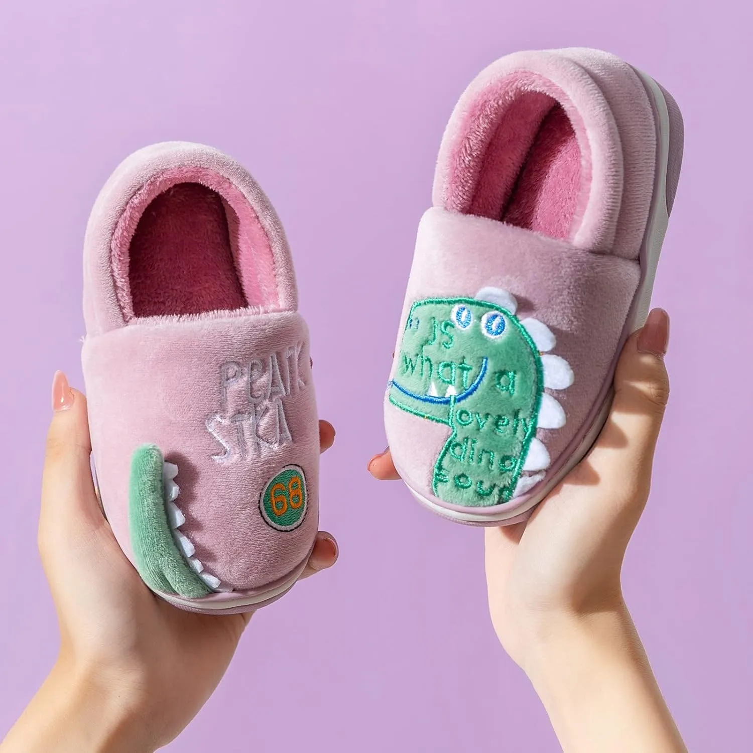 Kids Dance Warm up Booties Dinosaur Indoor Shoes Girls Boys Slippers Warm Dinosaur House Cute And Tan Slippers for Girls