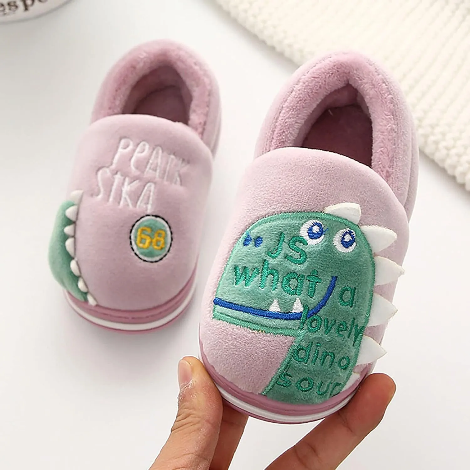 Kids Dance Warm up Booties Dinosaur Indoor Shoes Girls Boys Slippers Warm Dinosaur House Cute And Tan Slippers for Girls
