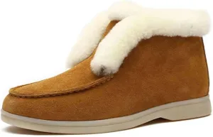 Ladmiple Winter Boots For Women With Fur Lined Warm Snow Boots Outdoor Fashion Comfortable Slip On Short Ankle Booties