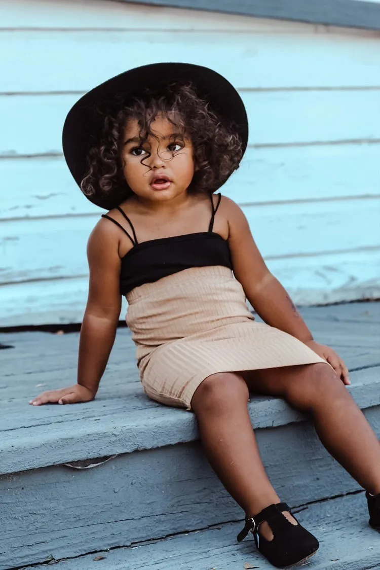 Little Love Bug Black Suede T Bar