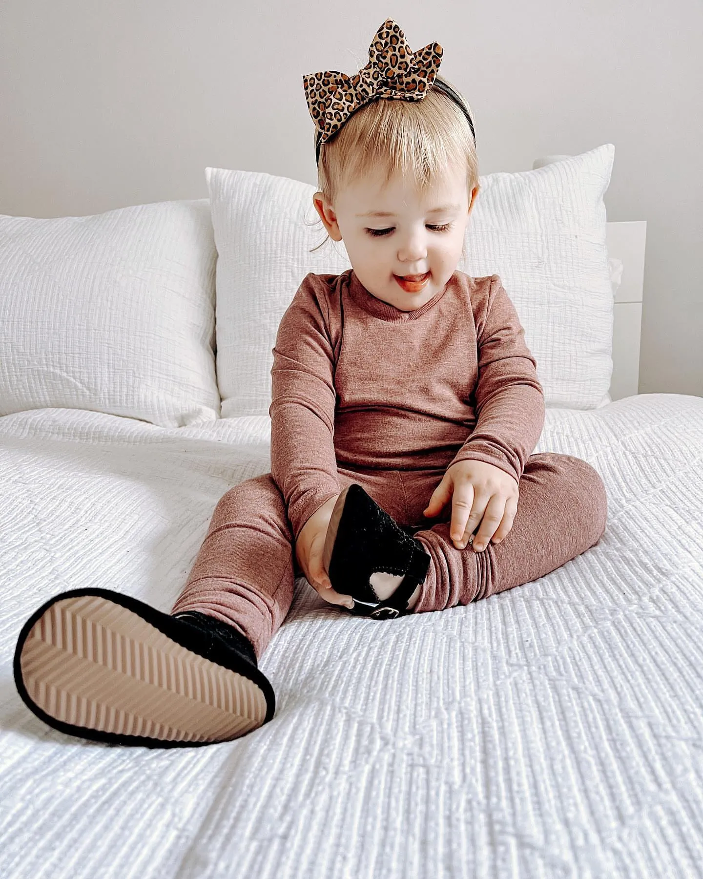 Little Love Bug Black Suede T Bar