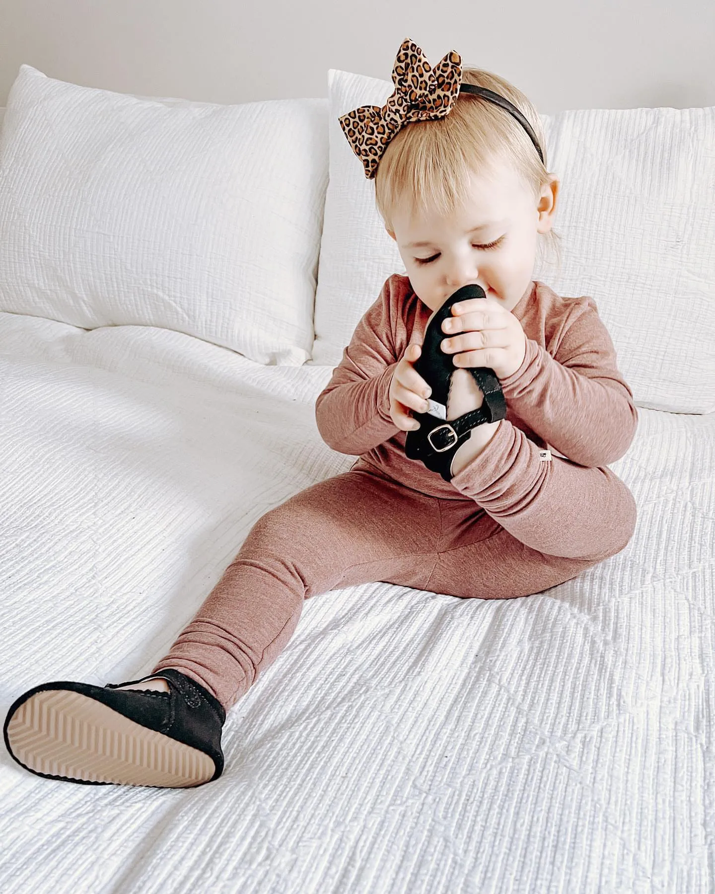 Little Love Bug Black Suede T Bar
