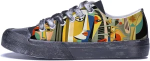 Men Skull Printed Shoes Custom Personalized Design Cool Print Low Top Fashion Sneakers for Teen Boys Girls Student Women Canvas Shoes Cosplay Classic Casual Shoes