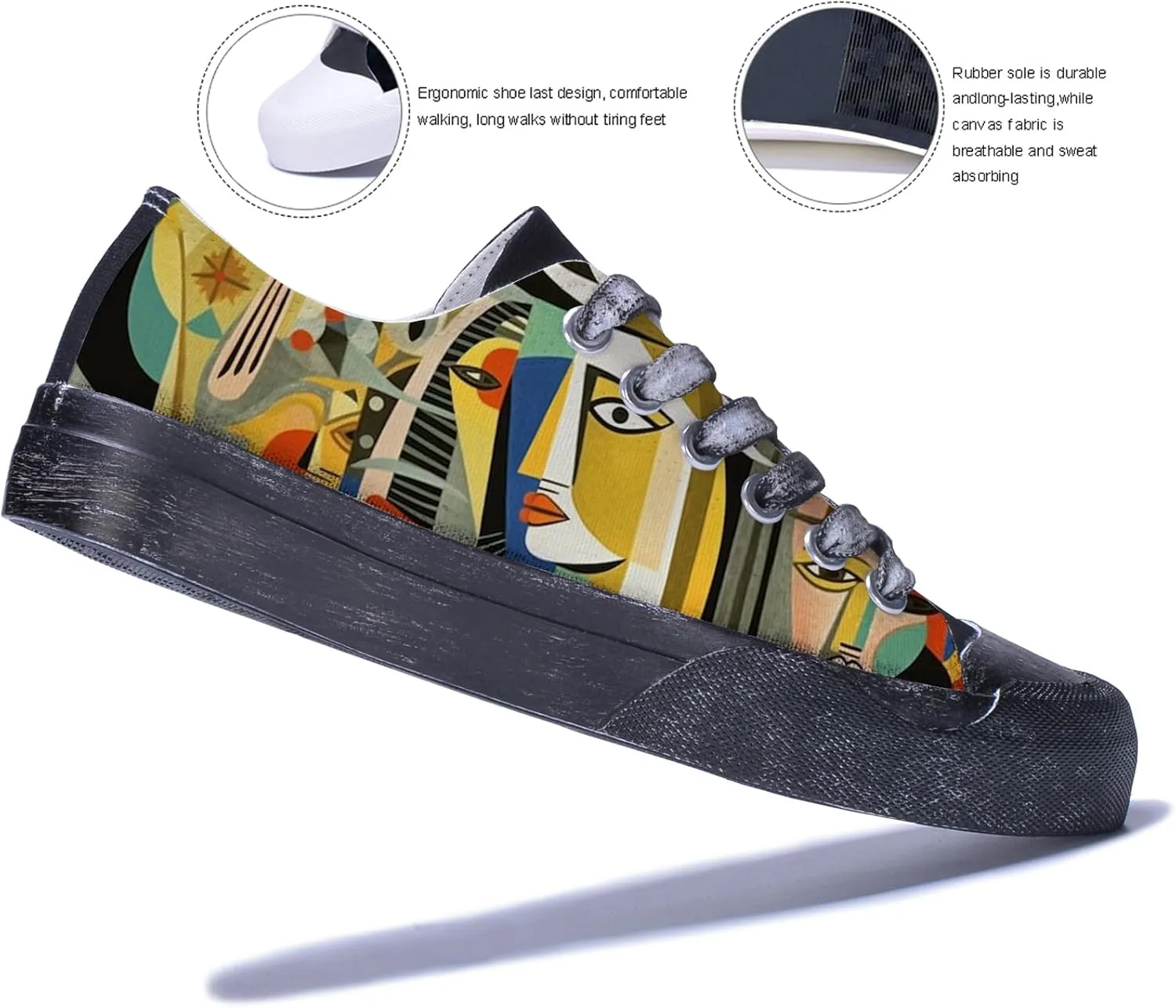 Men Skull Printed Shoes Custom Personalized Design Cool Print Low Top Fashion Sneakers for Teen Boys Girls Student Women Canvas Shoes Cosplay Classic Casual Shoes