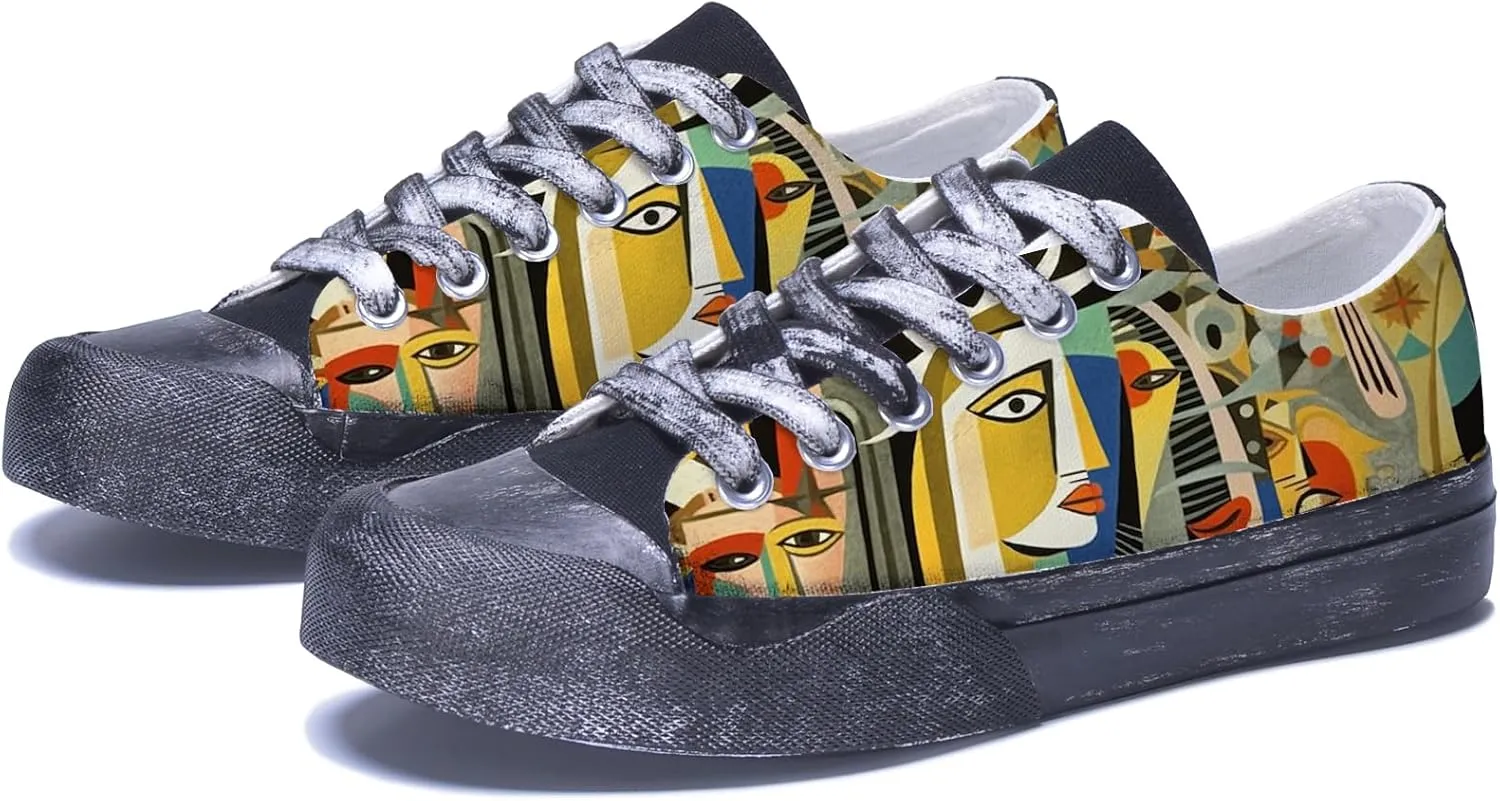 Men Skull Printed Shoes Custom Personalized Design Cool Print Low Top Fashion Sneakers for Teen Boys Girls Student Women Canvas Shoes Cosplay Classic Casual Shoes