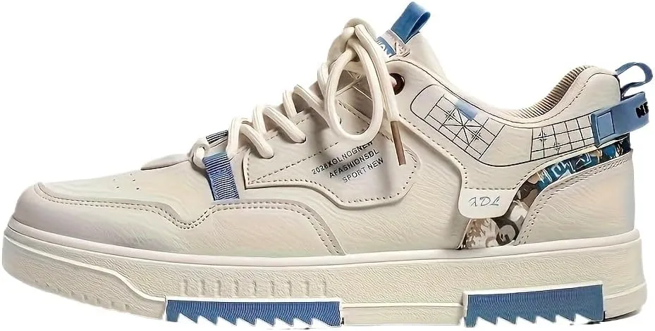 Mens Alphabets Accent Fashion-Forward Skate Shoes: Breathable, Slip-Resistant Sneakers for Everyday Comfort