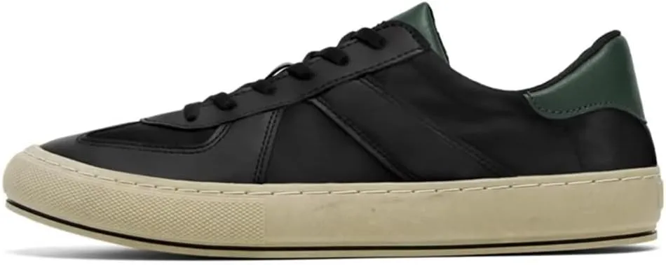 Men's Casual Sneakers Comfortable Lightweight Leather Low Top Non-Slip Skate Shoes Lace-up Walking Shoes
