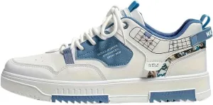 Men's Fashionable Patchwork Thick-Soled Skate Shoes - Superior Grip & Ventilated Comfort - Stylish Lace-Up Sneakers Perfect for Everyday & Outdoor Use Plus IZE