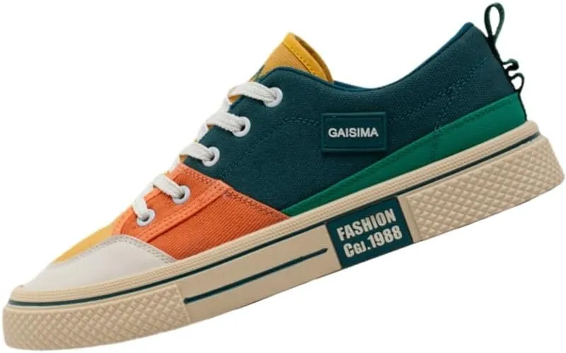 Men's Fashionable Skateboard Sports Shoes - Comfortable, Anti-Slip, Lightweight and Breathable Canvas with Rubber Soles, Suitable for Outdoor Activities and Travel