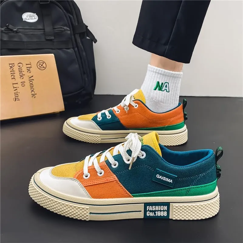 Men's Fashionable Skateboard Sports Shoes - Comfortable, Anti-Slip, Lightweight and Breathable Canvas with Rubber Soles, Suitable for Outdoor Activities and Travel