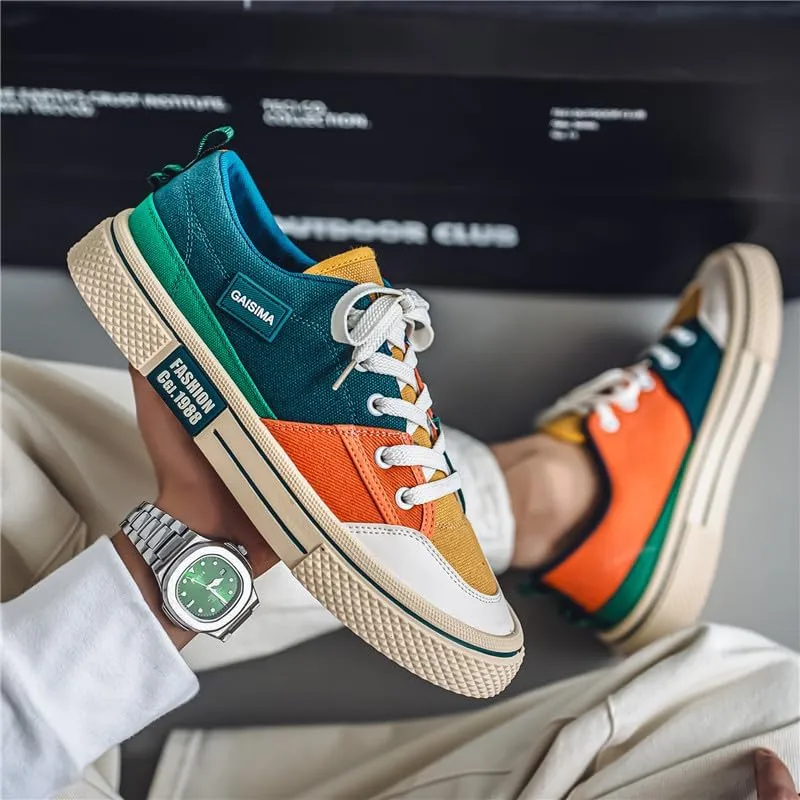 Men's Fashionable Skateboard Sports Shoes - Comfortable, Anti-Slip, Lightweight and Breathable Canvas with Rubber Soles, Suitable for Outdoor Activities and Travel