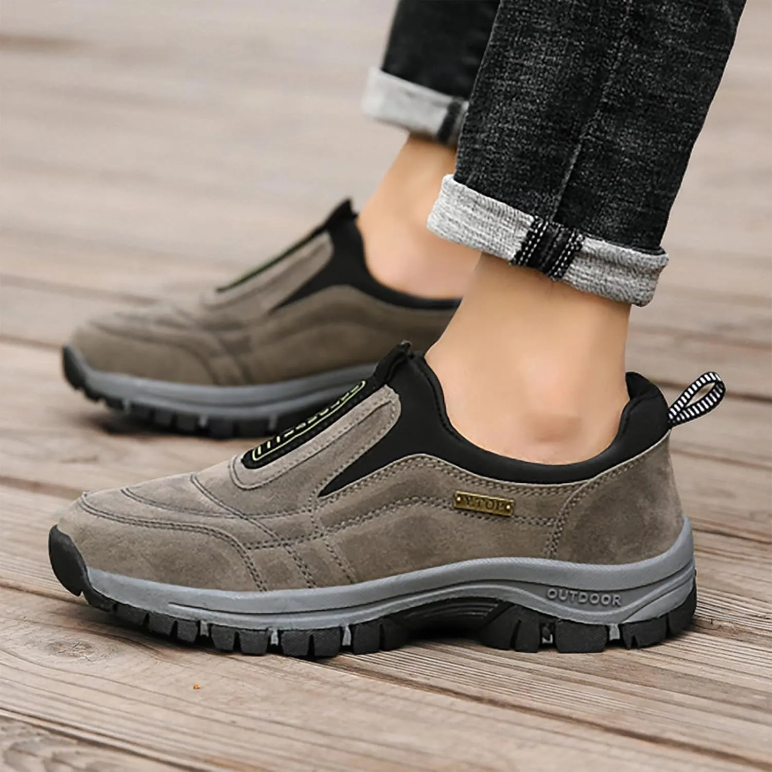 Mens Hiking Shoes Breathable Lightweight Walking Shoes Slip on Workout Shoes for Trekking Camping Walking Fishing
