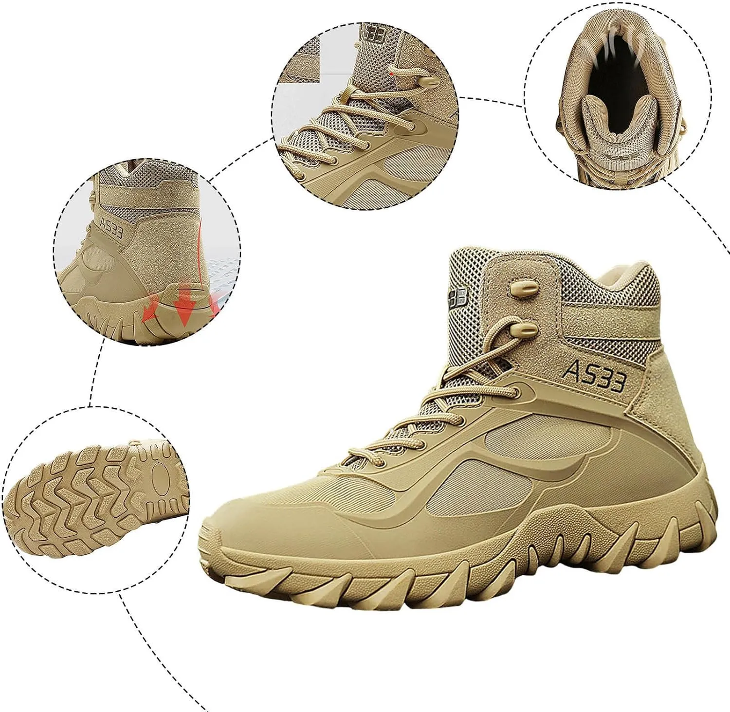 Men's Hiking Shoes Non Slip Water proof Trekking Shoes Outdoor Training Boots Oversized Dese Breathable Outdoor Wear Large Size Boots for Men