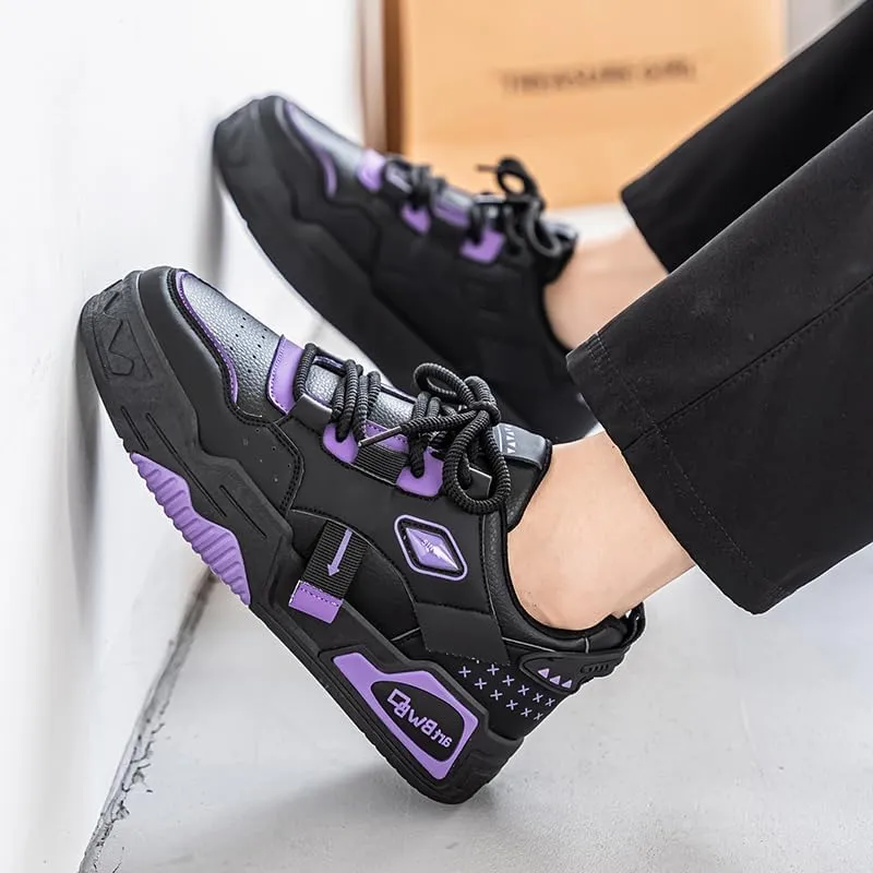Men's Lace Up Sneakers Comfy Trendy Platform Shoes for Outdoor Walking Jogging Camping, All Seasons