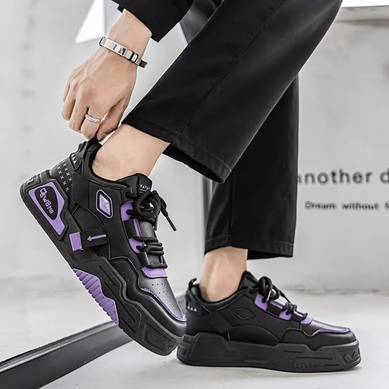 Men's Lace Up Sneakers Comfy Trendy Platform Shoes for Outdoor Walking Jogging Camping, All Seasons