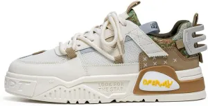 Men's Lace Up Sneakers Comfy Trendy Platform Shoes for Outdoor Walking Jogging Camping, All Seasons