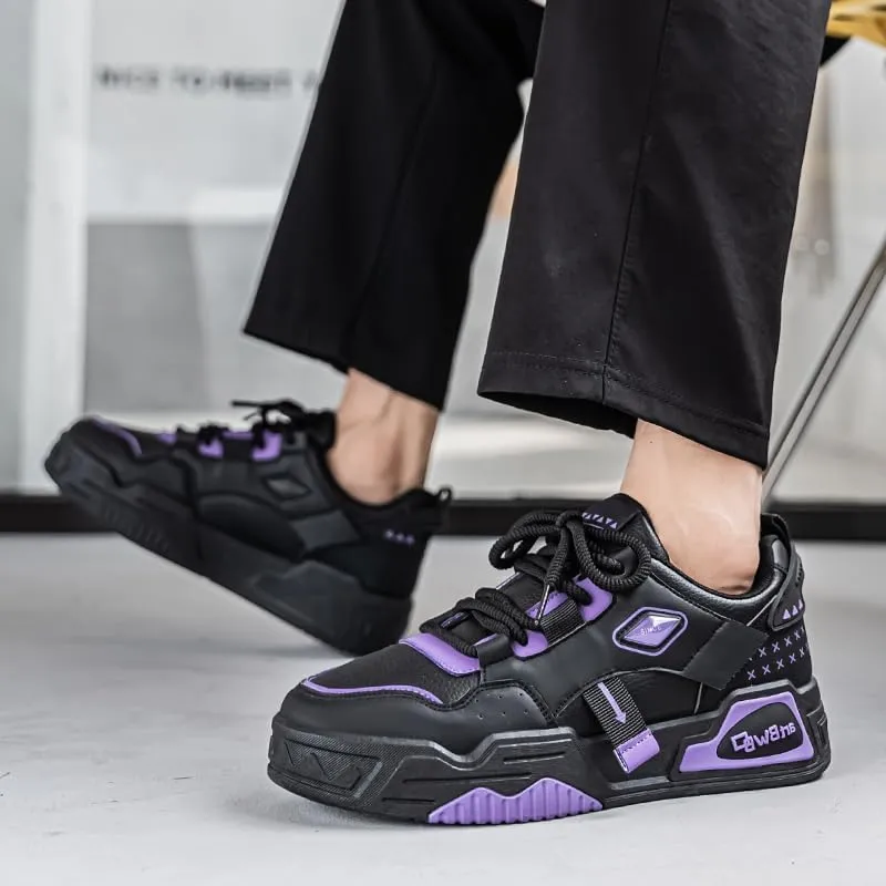 Men's Lace Up Sneakers Comfy Trendy Platform Shoes for Outdoor Walking Jogging Camping, All Seasons