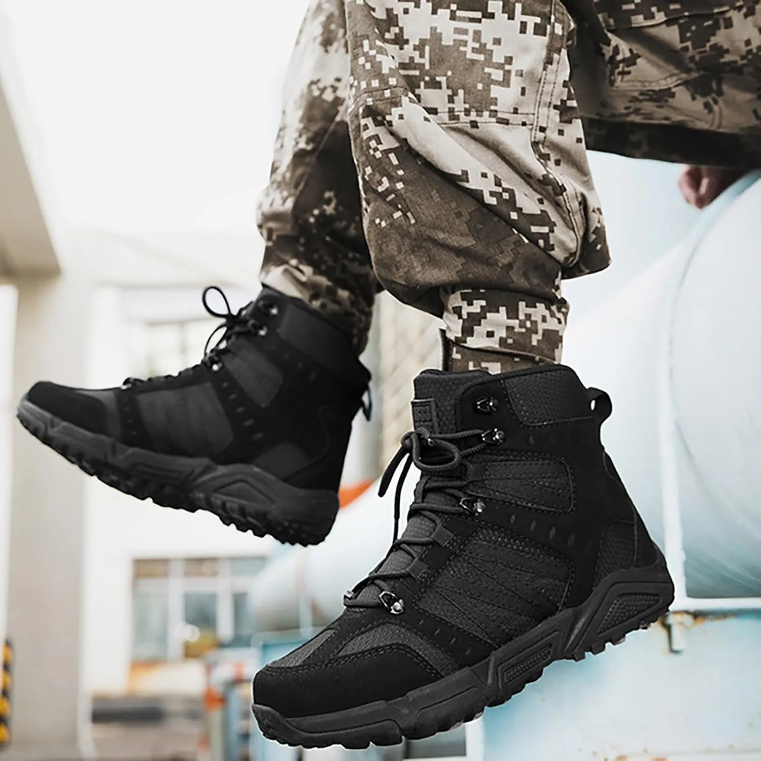 Mens Military Tactical Boots Combat Boots Breathable Police Patrol Boots Army Boots Waterproof Hiking Boots
