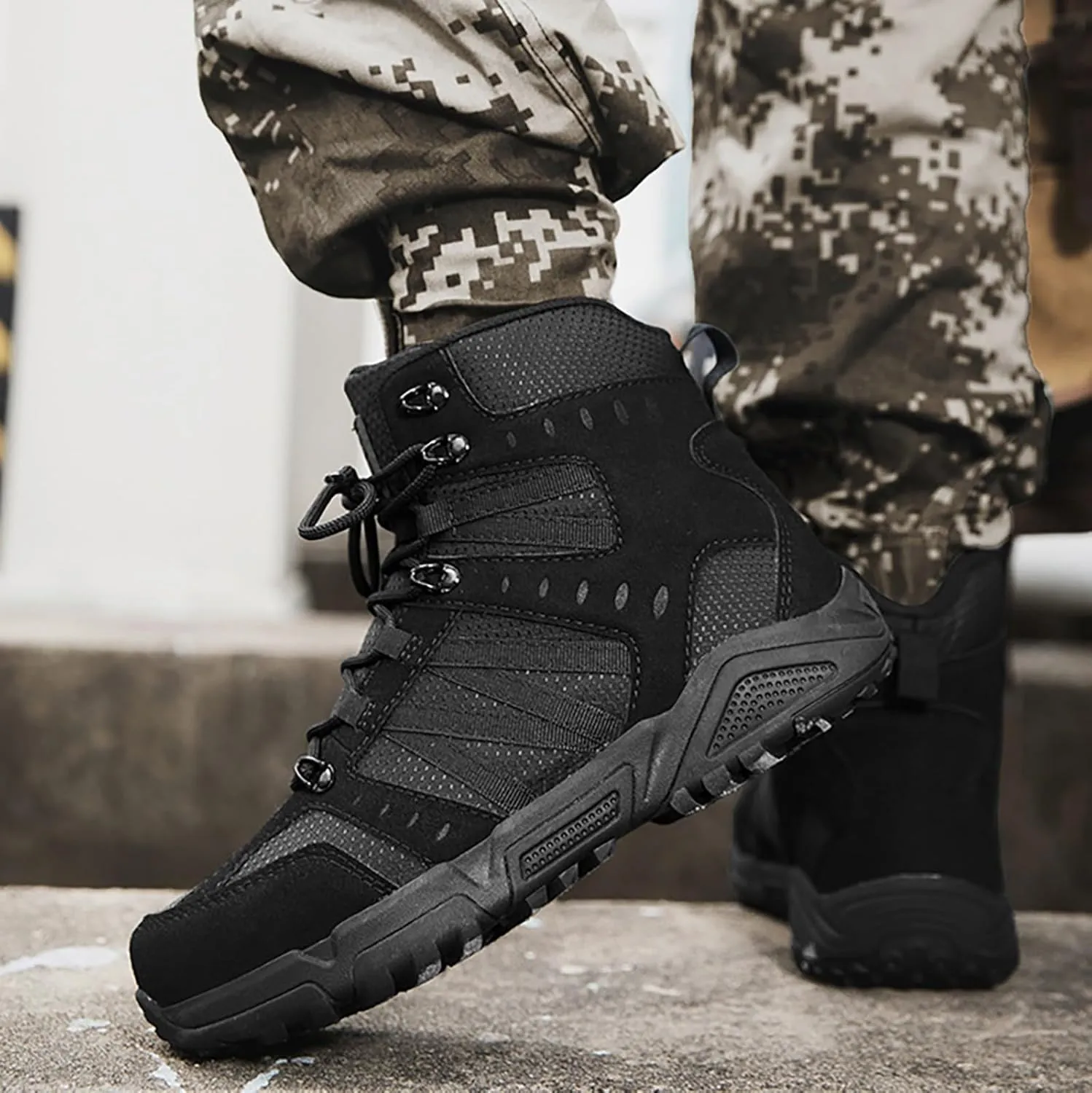 Mens Military Tactical Boots Combat Boots Breathable Police Patrol Boots Army Boots Waterproof Hiking Boots