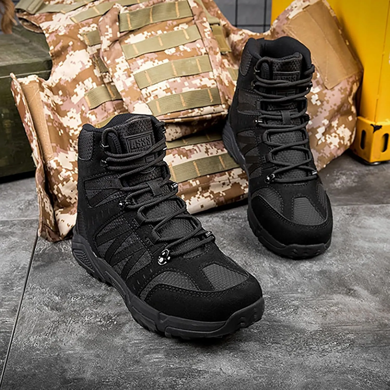 Mens Military Tactical Boots Combat Boots Breathable Police Patrol Boots Army Boots Waterproof Hiking Boots
