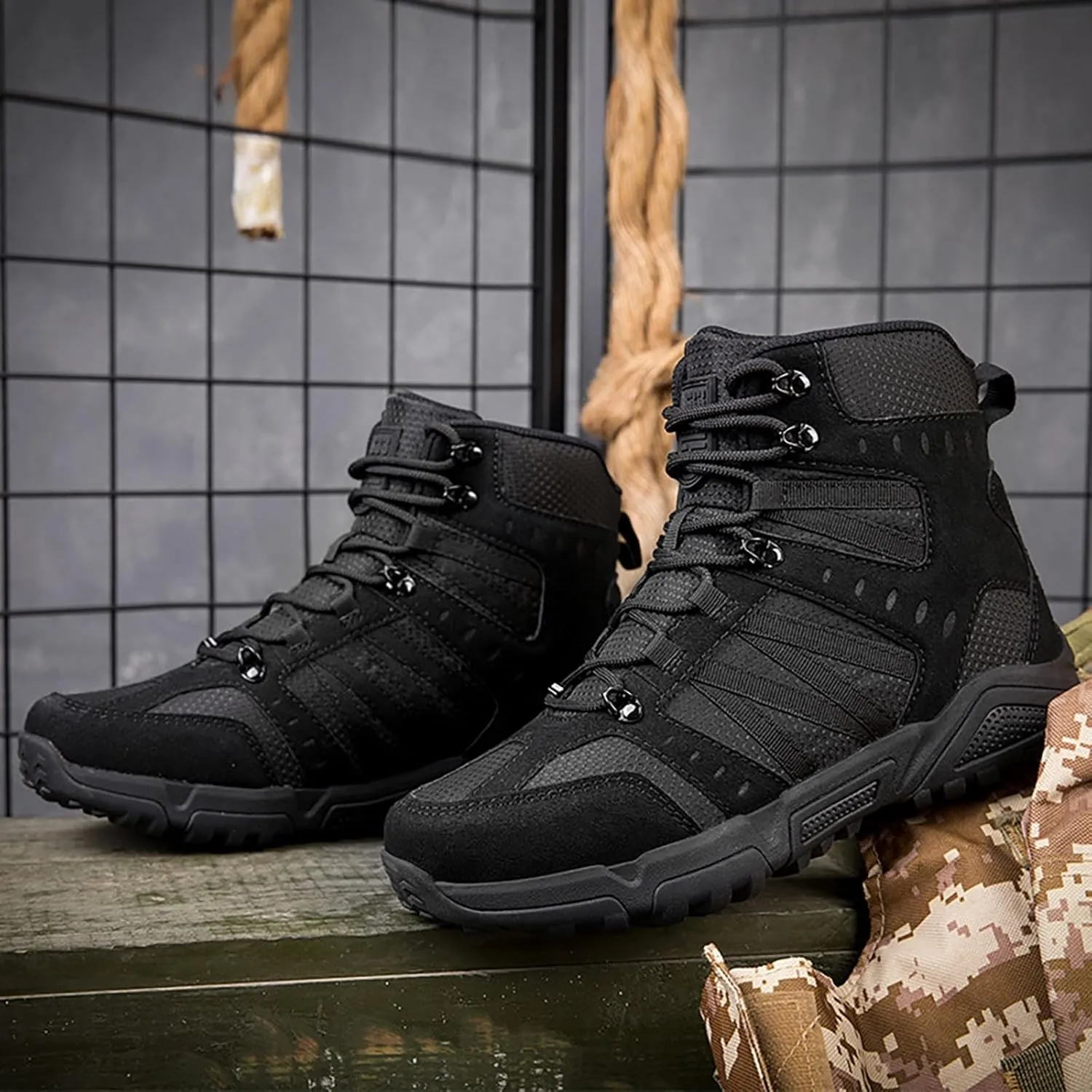 Mens Military Tactical Boots Combat Boots Breathable Police Patrol Boots Army Boots Waterproof Hiking Boots