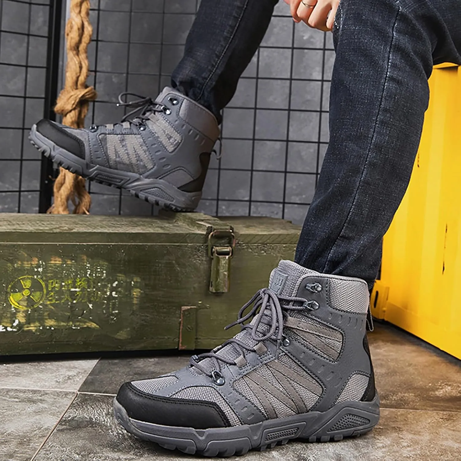 Mens Military Tactical Boots Combat Boots Breathable Police Patrol Boots Army Boots Waterproof Hiking Boots
