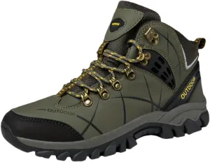 Men's Outdoor Hiking Boots, Breathable Comfortable Non-Slip Boots With Fuzzy Lining For Outdoor Walking Hiking Mountaineering, Autumn And Winter