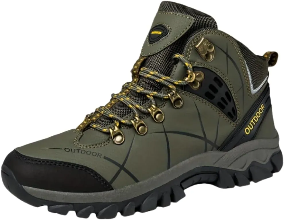 Men's Outdoor Hiking Boots, Breathable Comfortable Non-Slip Boots With Fuzzy Lining For Outdoor Walking Hiking Mountaineering, Autumn And Winter