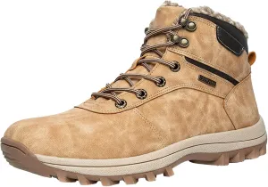 Mens Snow Boots Waterproof Warm Furry Lined Winter Boots Lace Up Sneakers Cold Weather Anti-Slip Ankle Boots Comfortable Slip on Hiking Walking Shoes Sneakers