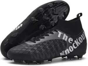Men's Soccer Cleats with Non-Slip Spikes High-Tops Ankle-Cuff Indoor Outdoor Firm Ground Turf Athletic Baseball Football Shoes