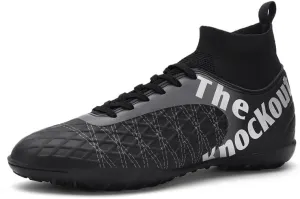 Men's Soccer Cleats with Non-Slip Spikes High-Tops Ankle-Cuff Indoor Outdoor Firm Ground Turf Athletic Baseball Football Shoes