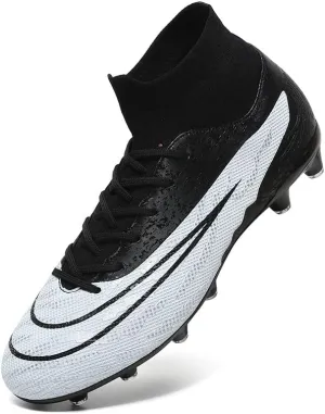 Mens Soccer Shoes Cleats Football Boots Professional Training Outdoor Indoor Sneaker High-Top Spike Breathable Athletic