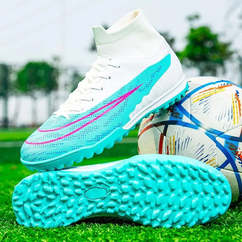 Mens Soccer Shoes Cleats Football Boots Professional Training Outdoor Indoor Sneaker High-Top Spike Breathable Athletic