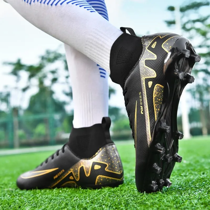 Mens Soccer Shoes Cleats Football Boots Professional Training Outdoor Indoor Sneaker High-Top Spike Breathable Athletic