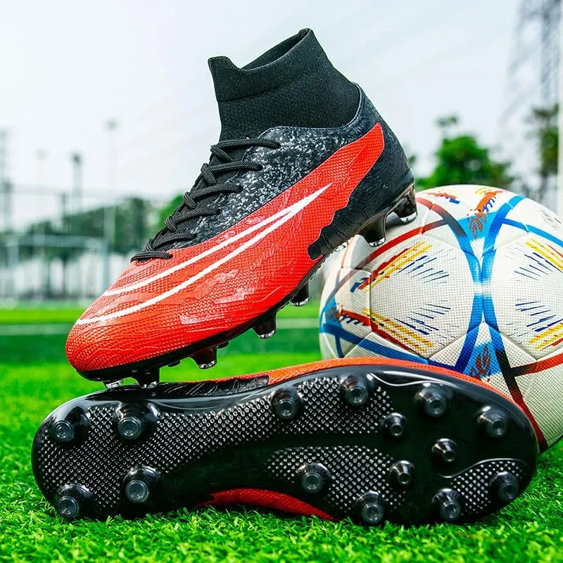 Mens Soccer Shoes Cleats Football Boots Professional Training Outdoor Indoor Sneaker High-Top Spike Breathable Athletic