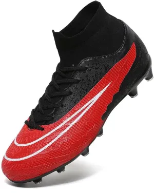 Mens Soccer Shoes Cleats Football Boots Professional Training Outdoor Indoor Sneaker High-Top Spike Breathable Athletic