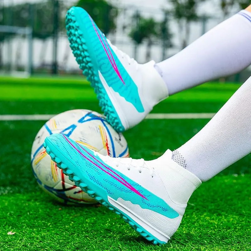 Mens Soccer Shoes Cleats Football Boots Professional Training Outdoor Indoor Sneaker High-Top Spike Breathable Athletic