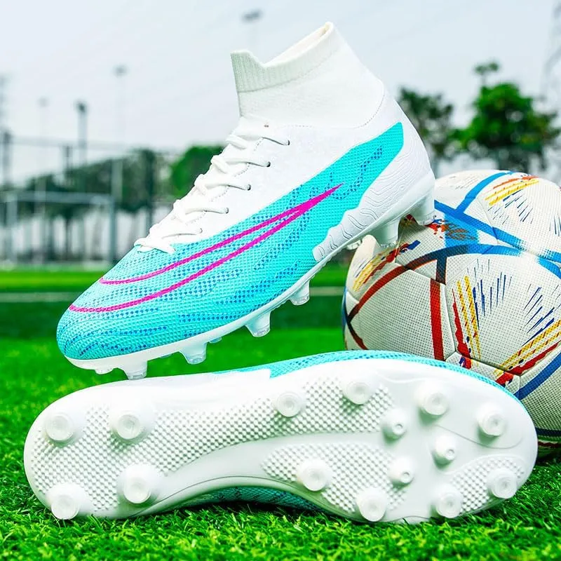 Mens Soccer Shoes Cleats Football Boots Professional Training Outdoor Indoor Sneaker High-Top Spike Breathable Athletic
