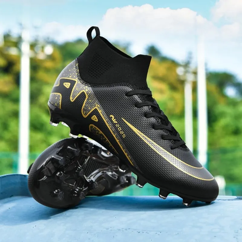 Mens Soccer Shoes Cleats Football Boots Professional Training Outdoor Indoor Sneaker High-Top Spike Breathable Athletic