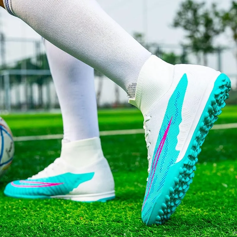 Mens Soccer Shoes Cleats Football Boots Professional Training Outdoor Indoor Sneaker High-Top Spike Breathable Athletic