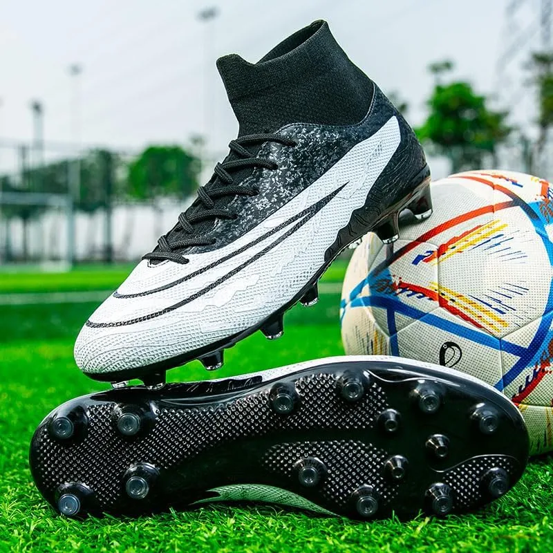 Mens Soccer Shoes Cleats Football Boots Professional Training Outdoor Indoor Sneaker High-Top Spike Breathable Athletic