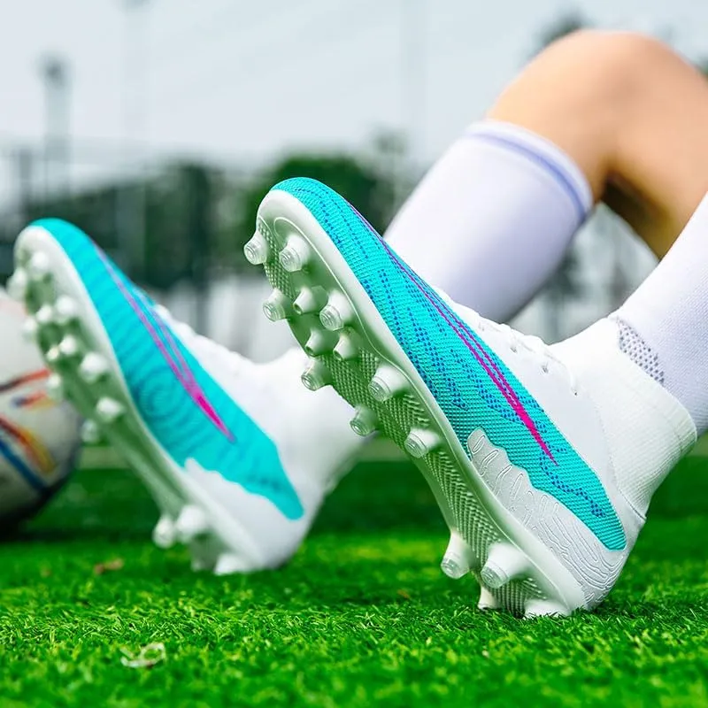 Mens Soccer Shoes Cleats Football Boots Professional Training Outdoor Indoor Sneaker High-Top Spike Breathable Athletic